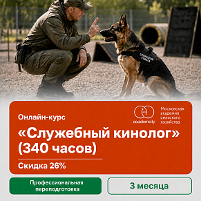 Онлайн-курс «Служебный кинолог» (340 часов)